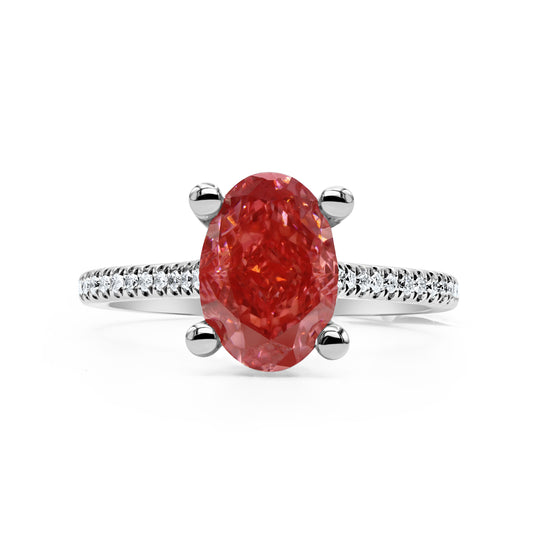 Lab Color Pink Diamond Platinum Ring