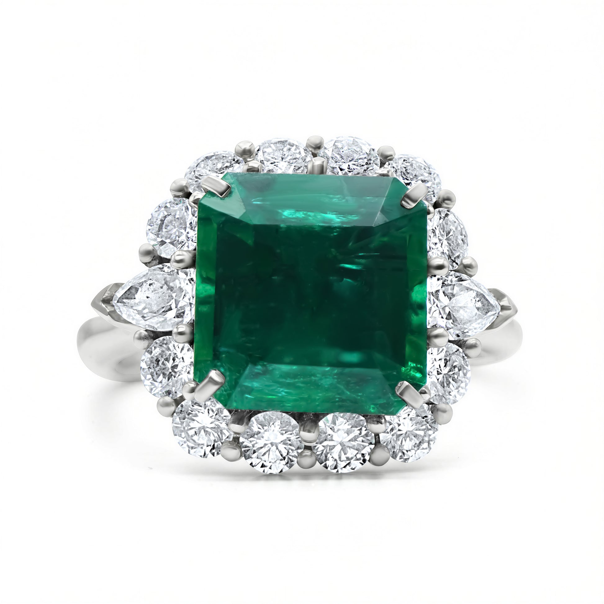 This is 4.3 CT Emerald Platinum Ring