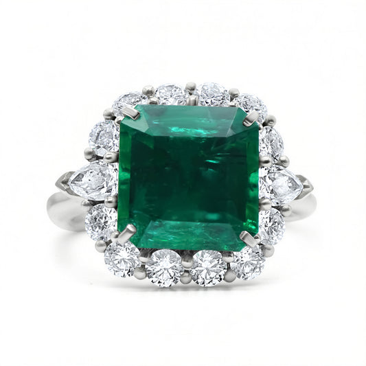 This is 4.3 CT Emerald Platinum Ring