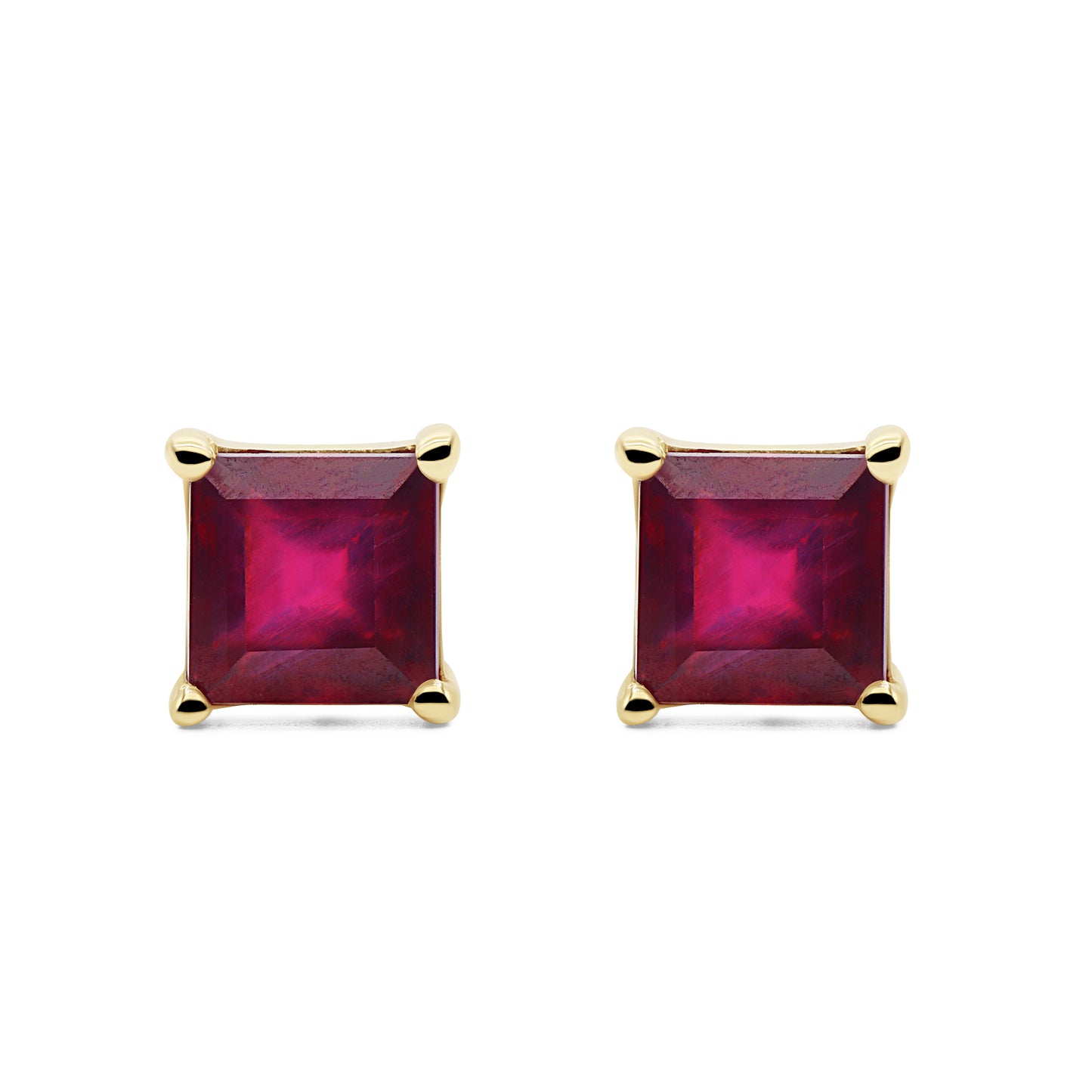 Square Ruby Earrings
