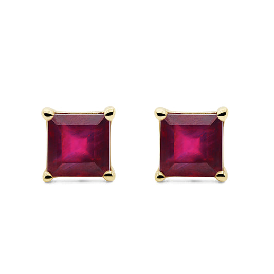 Square Ruby Earrings