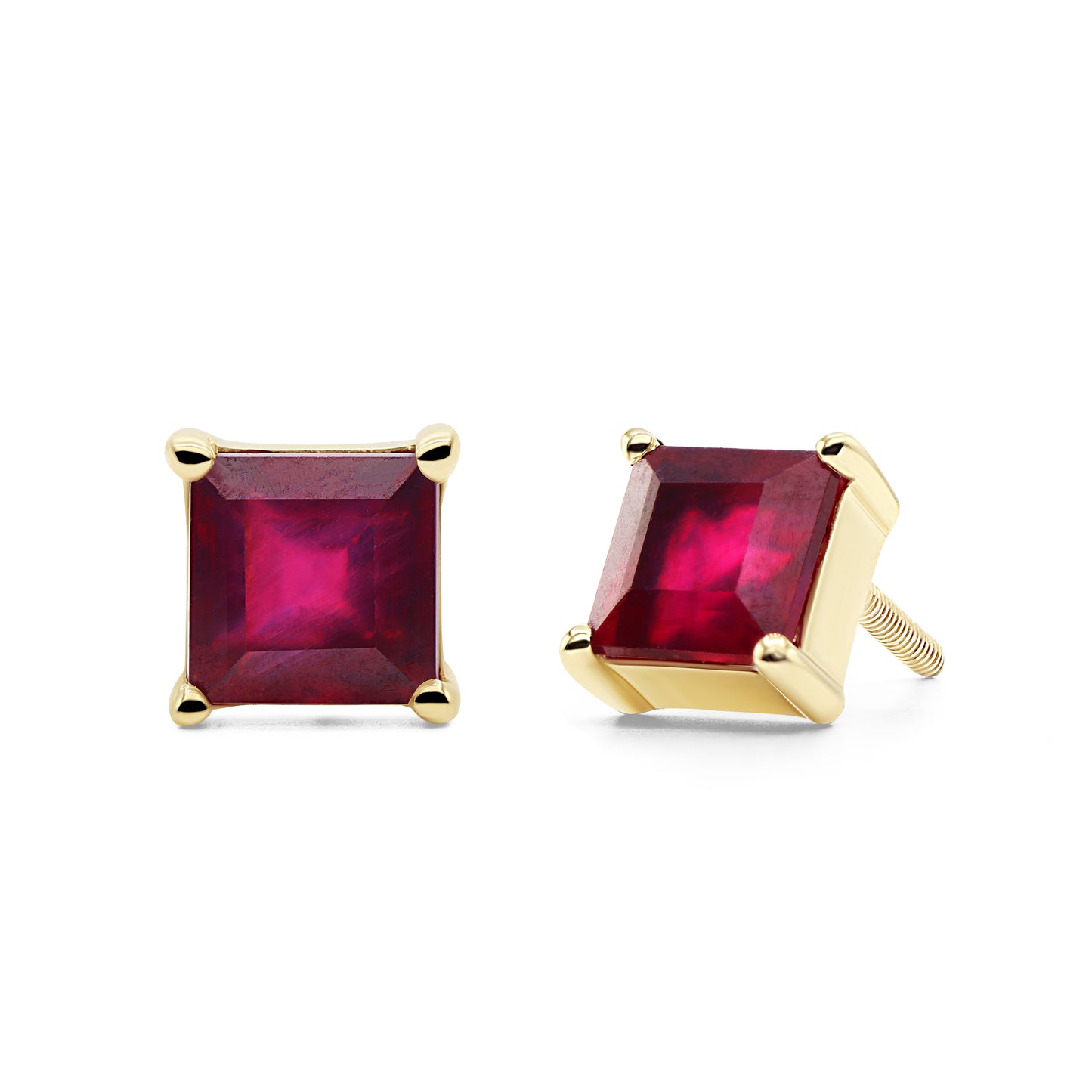 Square Ruby Earrings