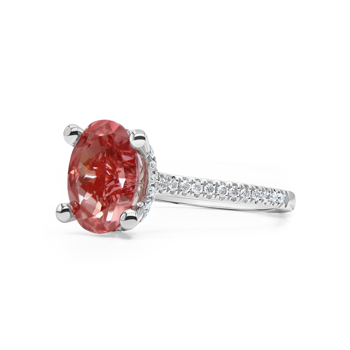 Lab Color Pink Diamond Platinum Ring